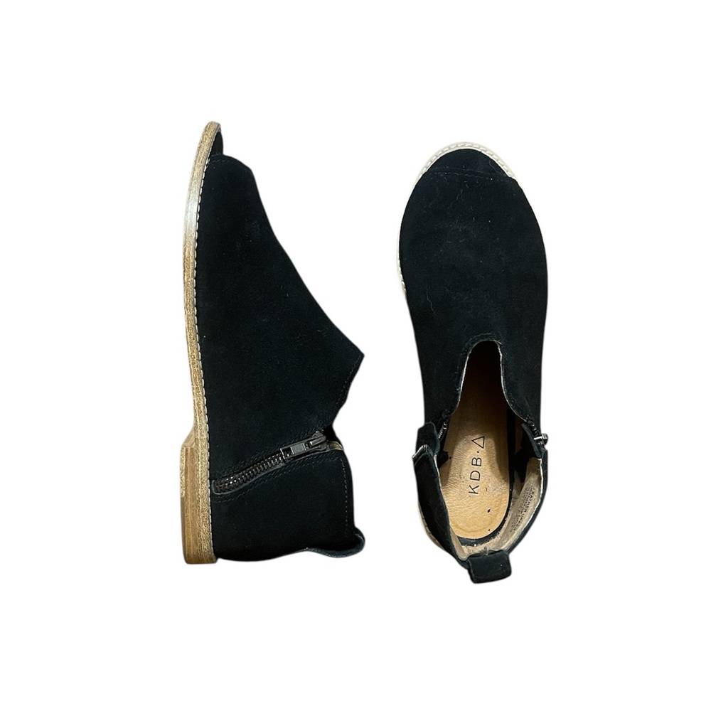 Kelsi Dagger KDB Black Leather Suede Open Toe Bootie Sandal Sz 8